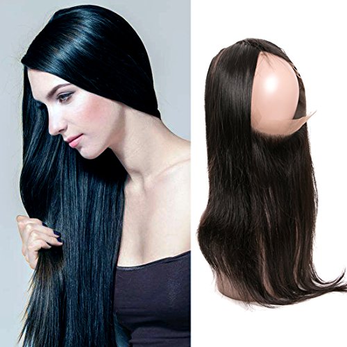 360 Closure Brazilian Hair Straight 360 Lace Frontal Closure With Baby Hair Natural Hairline 130% Density For Silkylong Hiar 12inch(360)