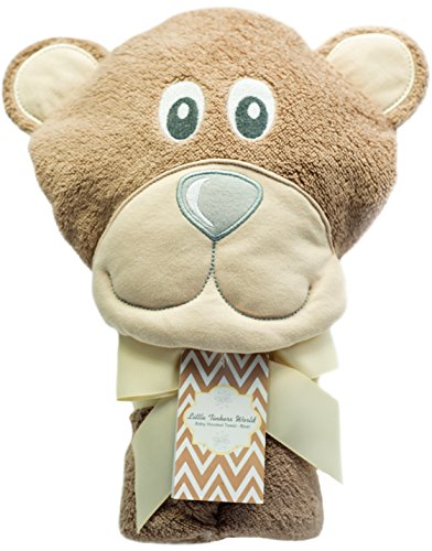 Little Tinkers World Baby-Badetuch / Kapuzenhandtuch im Bär -Design – 100% Flauschige Baumwolle – Perfekt als Geschenk für Neugeborene, Säuglinge, Kleinkinder, Mädchen & Jungen, 75×75 cm - 3