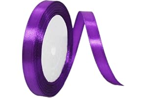 HONGCI Cinta morada de 10 mm para envolver regalos, cinta de satén de doble cara de 22 m, cinta de poliéster morada, cinta gruesa para manualidades, Navidad, San Valentín, ramos, bodas, fiestas