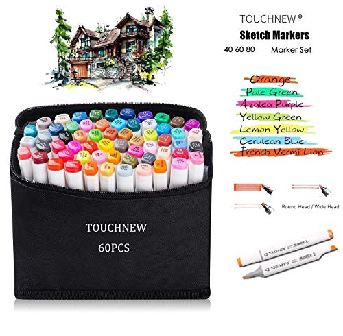 TOUCHNEW 60 Set di pennarelli colorati Manga Graffiti con punta doppia, per evidenziatori artistici 60