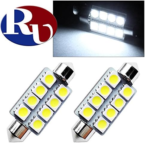 RVNI 2x 39MM 8SMD 1.54" inch 5050 Festoon Dome Map Interior White LED Light bulb DE3425 6418 6411
