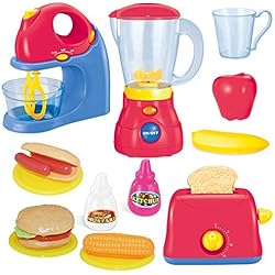 JOYIN Jouets de Cuisine Jeu D'imitation pour Enfants avec Mixeur, Mélangeur, Grille-Pain et Accessoires de Cuisine