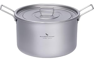 iBasingo 2.4L Camping Cooking Pot Outdoor Titanium Cookware Sauce Pot Solo Hot Pot Lightweight Portable Travel Saucepan Cooking Kit Backpacking Equipment Ti2108C