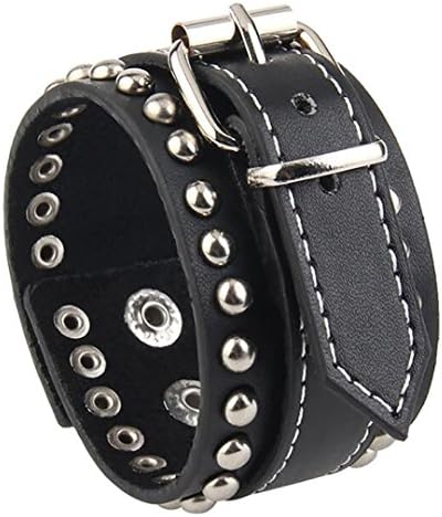 Bystar Bracelet Gothic Punk Watch Buckle Wrap Genuine Leather Bracelet for Men Women