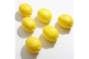 Veryhome 6 piezas de limón artificial de frutas falsas de plástico para el hogar, cocina, fiesta, decoración de festivales, exhibición realista (limón amarillo, 6 piezas)