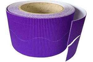 3 Ace Crafts Size 57mm x 15m (Purple) Corrugated Display Borders Roll for School Classroom Decorations, Bulletin Boards and Crown Making Crafts, Scalloped Edge Border Rolls Fade Resistant