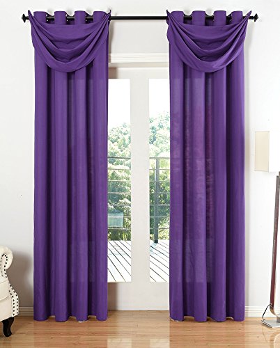 Gardinenbox Vorhang Set Blickdicht Schal Ösen Microsatin Segeltuch Querbehang lichtdurchlässig Deko Wohnzimmer HxB 245x140 cm Lila, 20405S4