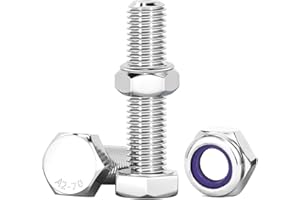 Drenky Bulloni e Dadi Autobloccanti, M8 x 40 mm, 10 Pezzi Esagonali in Acciaio Inox, Set di Viti con Dadi per Macchinari, Mobili, Biciclette e Stampa 3D