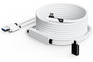 Cavo di collegamento Tiergrade 5M compatibile con Meta Quest 2/3/Pro, Pico 4/Pro, cavo di ricarica USB-C separato per l'alimentazione, accessorio da USB 3.0 a Type-C per cuffie VR/PC da gioco