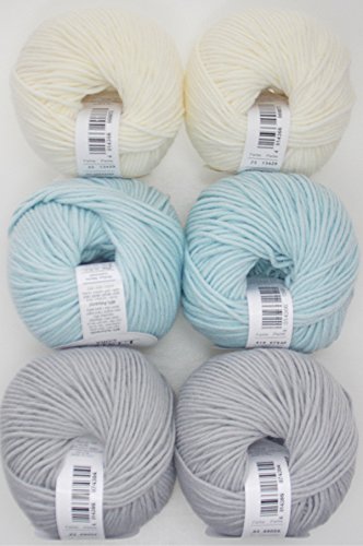 Wollpaket 7 Babywolle 6x 50 g Cora sehr weicher Merino-Mix zum Häkeln und Stricken