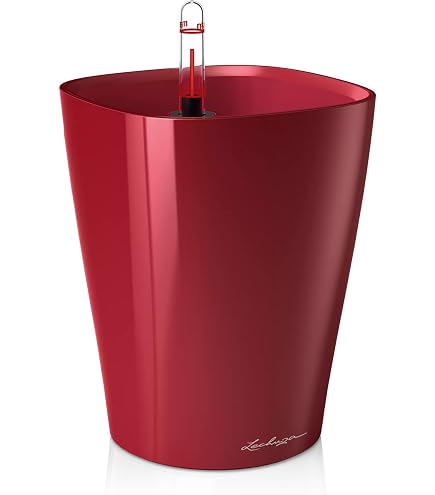 Lechuza Pflanzsäule Delta 30 In Scarlet Rot Hochglanz – Mit Bewässerungssystem, 29x56,5 Cm