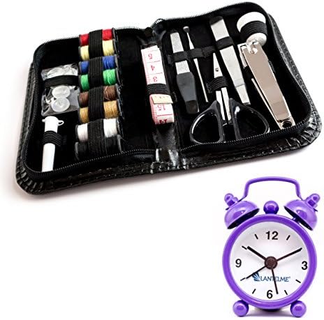 Lantelme 6031 Travel Utensil Set with Travel Alarm Clock Purple