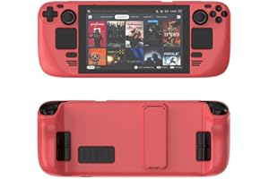 Aoyygg Protective Case Suitable for Steam Deck, Colorful Cover Protector Skin-Friendly Feel PC Material Protective Case with Stand Game Console Shell Accessories (Red)