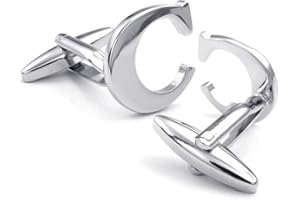 HONEY BEAR 1 Paar Herren Edelstahl Manschettenknöpfe Hochzeit Cufflinks Manschettenknopf Silber Buchstabe,MEHRWEG