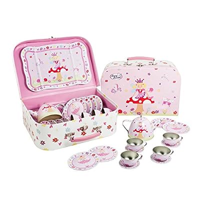 Lucy Locket Dinette métal en valisette de "Fée magique" - 14 pièces service de thé pour enfants - Lucy Locket