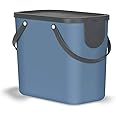 Rotho Albula 40L Kitchen Waste Separation Bin - Stackable, BPA-Free, With Flap & Labels, Dark Green/Anthracite