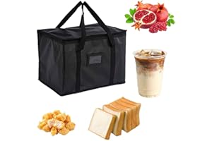 mkemka Lebensmittel-Liefertasche, 10 l, faltbar, wiederverwendbar, Thermotasche, isolierte Thermotasche für warme und kalte Speisen, Picknicktasche, isolierte Pizza-Liefertaschen für Lebensmittel und