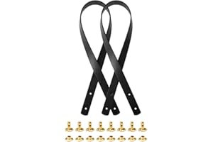 REQAG 2 Pezzi Manici per Borse in Pelle con Rivetti Intercambiabile Manici per Borsa Durevole Manici per Borse Uncinetto Fai Da Te Manici Borsa, 60 cm X 2 cm per DIY Borsa