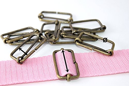 Verschieber-Regulatoren-Gurtschieber, Altmessing für Gurte/Bänder bis 30mm. 10 Stück. - 2