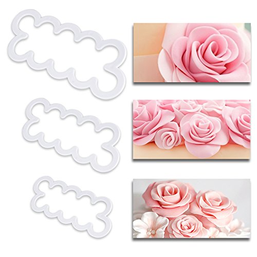 Rosen Ausstecher Weihnachten Set VALUE MAKERS 3-tlg ausstecher für Fondant inkl – the Easiest Rose Cutter Ever Blüten - 6