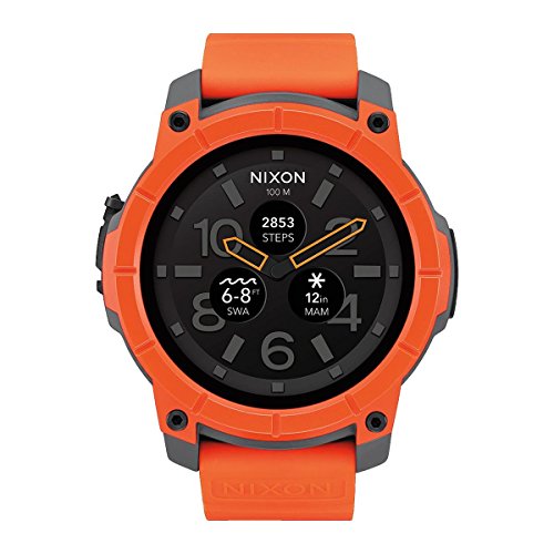 Nixon Men's Quartz Smartwatch with Multicolour Dial Analogue/Digital Display and Orange Silicone Strap A1167-2658-00