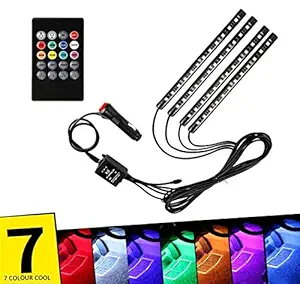 AutoBizarre 12 LED Multicolor Music Controlled Sound Activated for Car Interior Atmosphere Light (works with all cars)