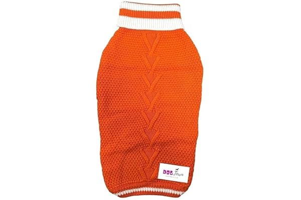 DOGTOWN Core High Neck Round Dog Sweater Year-Round Sweater for Dogs Dog Fleece Vest Pet Jacket Fleece Lining Lightweight Streachable Neck (Orange, XXL 26" INCH)