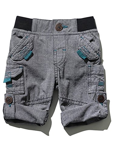 M&Co Baby Boys Elasticated Waist Casual Lightweight Roll Up Cotton Trousers Navy 2/3 Yr