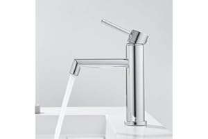 Ulytid Rubinetto Bagno Lavabo, Miscelatore Lavabo Bagno Monocomando Fredda e Calda Regolabile con Aeratore Rimovibile, Rubinetteria Acciaio Inox con Altezza bocca 111 mm, Finitura Cromata, Argento