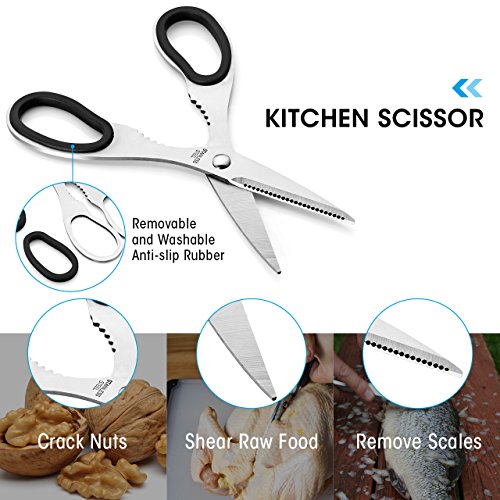 Topop 14-teiliges Edelstahl-Kochmesserset Messer Set (11 Messer, 1 Schärfstahl, 1 Paar Küchenschere, 1 Acrylständer) - 6