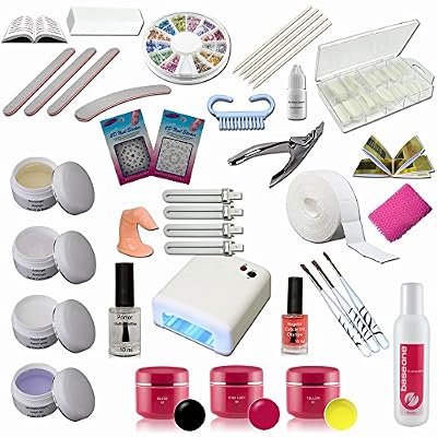 Sun Garden Nails Kit de Manucure et Nail Art ultra complet - 24 accessoires dont lampe UV 36W et gels UV + gels de couleur - Sun Garden Nails