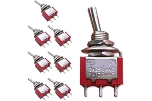 mxuteuk 8pcs Mini Miniature Toggle Switch 3 Terminal 2 Position SPDT Car Dash Dashboard ON/ON 5A 120V 2A 250V,MTS-102