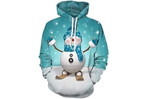 TAGVO Unisex 3D Printed Casual Christmas Jumpers 3D Graphic Pullover Ugly Funny Xmas Long Sleeve Hoodies or Crewneck Sweatshirts for Men Women Boys Girls Family Winter and Holiday Parties