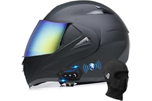BYGMWEP Klapphelm mit Bluetooth, Integriert Motorradhelm, ECE Zertifiziert Integralhelm mit Doppelvisier, mit Eingebautem Mikrofon für Automatische Reaktion, für Erwachsene Frauen Männer