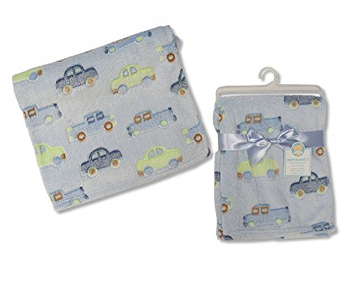 Snuggle Baby Pram Blanket Baby Girls / Baby Boys New Born Pram Fleece Blanket Baby Wrap Crib Mosses Basket (Blue Cars)