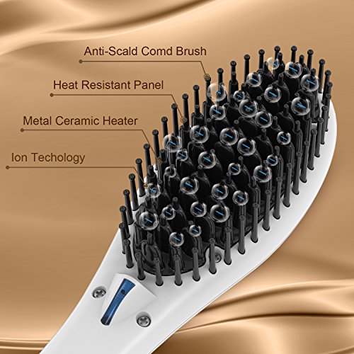 NEU Glätteisen BESTOPE Ionen Haarglätter keramikbeschichtete Haarbürste mit Schnellaufheizungs Funktion Warmluftbürste und Perfekt Überhitzungsschutz Absolut-Anti-Verbrühung Stylingbürste mit kostenfrei Hitzeschutzhandschuh Doppelspannung-Gehobene Version Haarkämme geeignet für alle Haartypen - 4