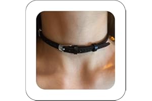 Allereya Collana Gotica A Girocollo in Pelle Collana in Pelle con Cintura in Pelle Nera Collana in Pelle Regolabile Gioielli in Pelle da Donna