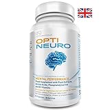 Optineuro for Mental Performance | Premium Nootropic Stack with Guarana, L-Theanine, Choline, Ginseng, Bacopa, Gingko Biloba, Tyrosine, Phosphatidylserine (PS), Coenzyme Q10, B12 (Methylcobalamin) | 90 Capsules