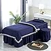Produktbild ynh Massage Tisch Sheet Legt,einfarbig Nordic Lace 4 Pc Coverlets Für Beauty Salon Spa Rock Blatt +Blanket Cover +Pillowcase +Stuhl-Abdeckung-d 180x60cm(71x24inch)
