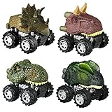 ▲Mehrere Stile: Drei verschiedene Dinosaurier und andere tierische Rückziehautos.