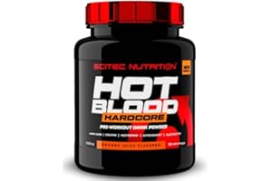 ‎SCITEC NUTRITION Scitec Nutrition Hot Blood Hardcore, Napój przedtreningowy w proszku z aminokwasami i kreatyną, 700 g, Orange juice