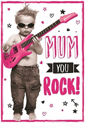 Juicy Lemon Mum Mother's Day Greetings Card - Little Boy, Pink Guitar & Hearts 9.75" x 6.75"