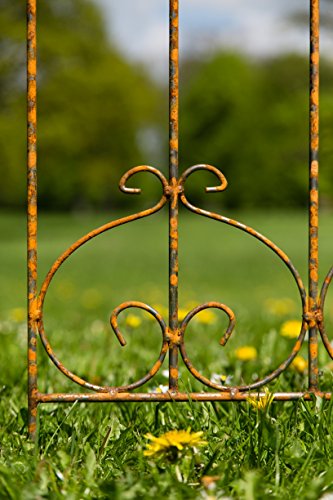 Nostalgischer Metallzaun / Beetzaun H: 91cm, Rost / Roheisen - 5