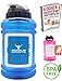 Produktbild SERIOUS SPORTS Premium Water Jug 2,2 l | große Trinkflasche XL mit Aufbewahrung für Schlüssel, Karte und Geld | XXL Gym-Bottle in blau oder pink | super große Sportflasche mit Schraubdeckel, Flip-Cap & Depot | DEHP & BPA frei | 2200 ml Fassungsvermögen | große Wasserflasche XL ideal für Fitness, Sport, Yoga, Gym, Cross-Fit, Body-Building, Freizeit, Muskelaufbau und zum Abnehmen | das perfekte Ostergeschenk | inklusive E-Book „Kochen & backen mit Proteinpulver“