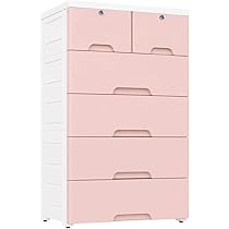 Nafenai Plastic Drawers Dresser Storage Cabinet With 6 Drawers Closet Drawers Tall Dresser Organizer For Clothes Playroom Bedroom Furniture Pink Buy Online At Best Price In Uae Amazon Ae