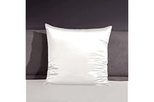 ‎THXSILK THXSILK 22 Momme Seide Kissenbezug - 100% Seide Kopfkissenbezug Sofakissenbezug Kinderwagen - Anti milben Reißverschluss Seidenkissenbezug - Weiß 80 x 80 cm