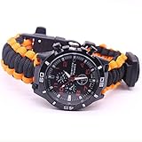 Yogogo Outdoor Survival Watch Armband Paracord Kompass Flint Feuerstarter Pfeife (Bunt B)