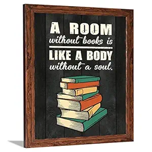 Chaka Chaundh - Book Quotes Wall Frames - Reading Quotes Frame - Book Quotes Poster - Book Wall Art Frame - (13.5 X 10.5 Inches) (A Room Without Book - Black Vintage)