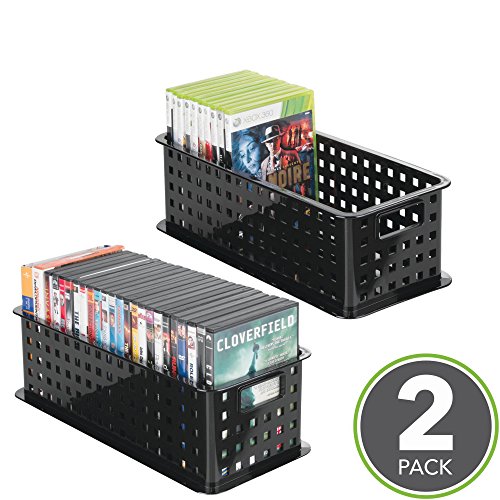 Preisvergleich Produktbild mDesign CD Aufbewahrungsbox - Aufbewahrungsbox Kunststoff Schwarz - Aufbewahrungssystem für CD' s, DVD' s, Blu-Ray' s, PS4 und Xbox One Spiele - 2er Set