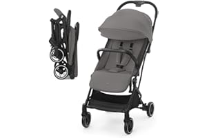 kk Kinderkraft INDY2 Passeggino leggero pieghevole da Viaggio, Compatto, Cappottina impermeabile filtro UPF 50+, Maneggevole, Posizione Nanna, Facile da trasportare, Grigio